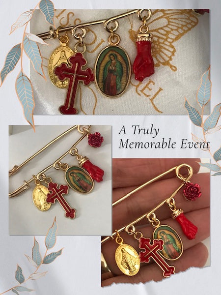 Broche ex voto, broche croix médaille religieuse, cadeau pour maman croix, cadeau pour femme croix, breloque croix coeur sacré