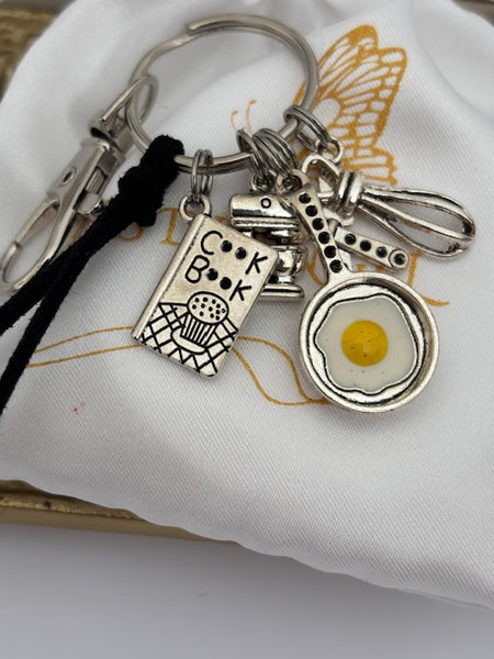 Porte-clés cuisinier, cadeau pour cuisinier chef, breloque robot mixer oeuf cuisine, porte clé chef cuisto