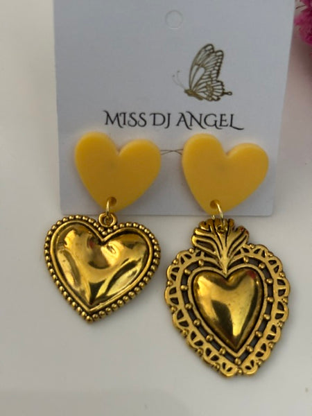 Boucles d'oreilles ex voto, boucles d'oreille coeur sacré, breloque coeur sacré, pendentif ex voto, cadeau religieux cérémonie