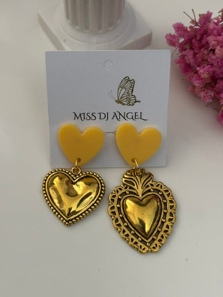 Boucles d'oreilles ex voto, boucles d'oreille coeur sacré, breloque coeur sacré, pendentif ex voto, cadeau religieux cérémonie