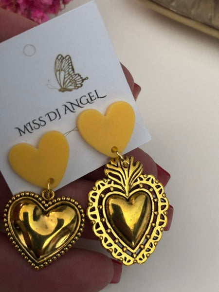 Boucles d'oreilles ex voto, boucles d'oreille coeur sacré, breloque coeur sacré, pendentif ex voto, cadeau religieux cérémonie
