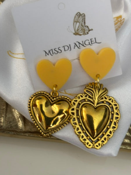 Boucles d'oreilles ex voto, boucles d'oreille coeur sacré, breloque coeur sacré, pendentif ex voto, cadeau religieux cérémonie