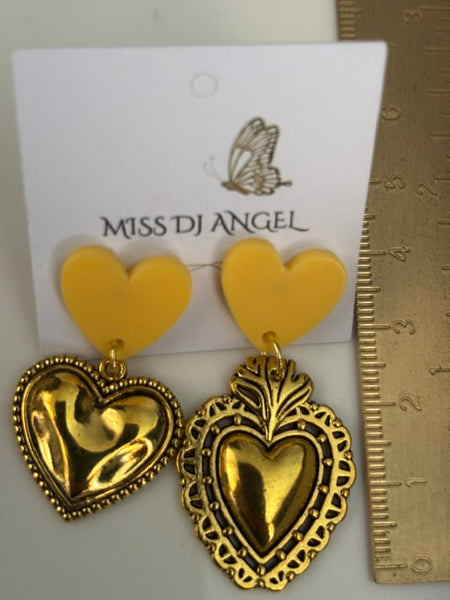 Boucles d'oreilles ex voto, boucles d'oreille coeur sacré, breloque coeur sacré, pendentif ex voto, cadeau religieux cérémonie