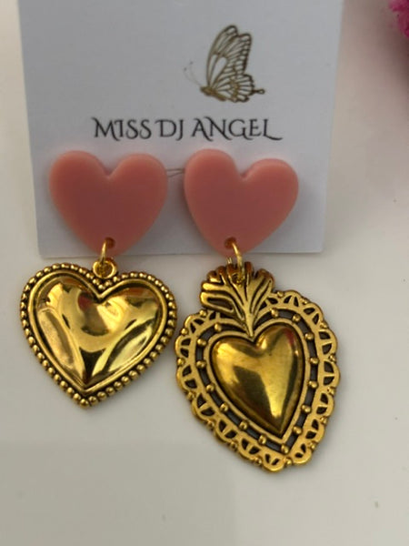 Boucles d'oreilles ex voto, boucles d'oreille coeur sacré, breloque coeur sacré, pendentif ex voto, cadeau religieux cérémonie