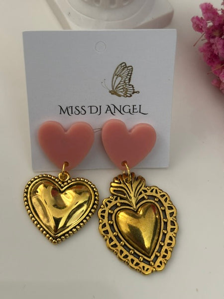 Boucles d'oreilles ex voto, boucles d'oreille coeur sacré, breloque coeur sacré, pendentif ex voto, cadeau religieux cérémonie