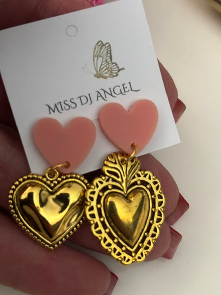 Boucles d'oreilles ex voto, boucles d'oreille coeur sacré, breloque coeur sacré, pendentif ex voto, cadeau religieux cérémonie