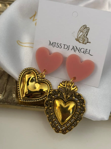 Boucles d'oreilles ex voto, boucles d'oreille coeur sacré, breloque coeur sacré, pendentif ex voto, cadeau religieux cérémonie