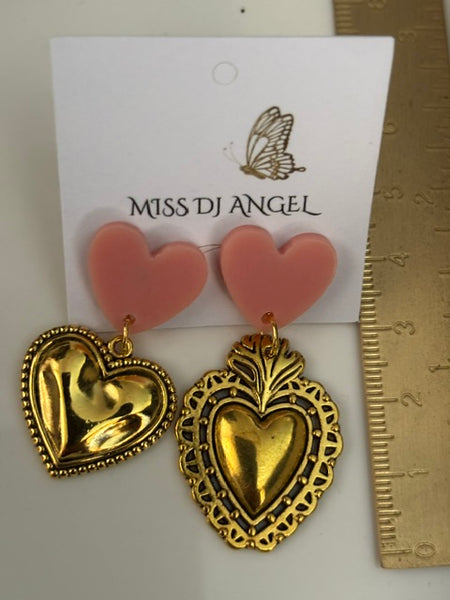 Boucles d'oreilles ex voto, boucles d'oreille coeur sacré, breloque coeur sacré, pendentif ex voto, cadeau religieux cérémonie