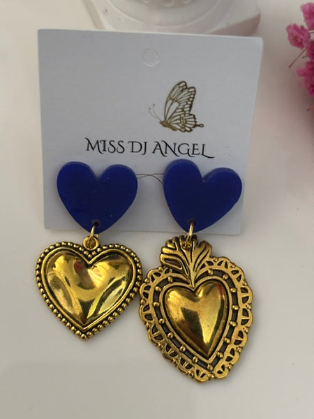 Boucles d'oreilles ex voto, boucles d'oreille coeur sacré, breloque coeur sacré, pendentif ex voto, cadeau religieux cérémonie