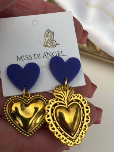 Boucles d'oreilles ex voto, boucles d'oreille coeur sacré, breloque coeur sacré, pendentif ex voto, cadeau religieux cérémonie