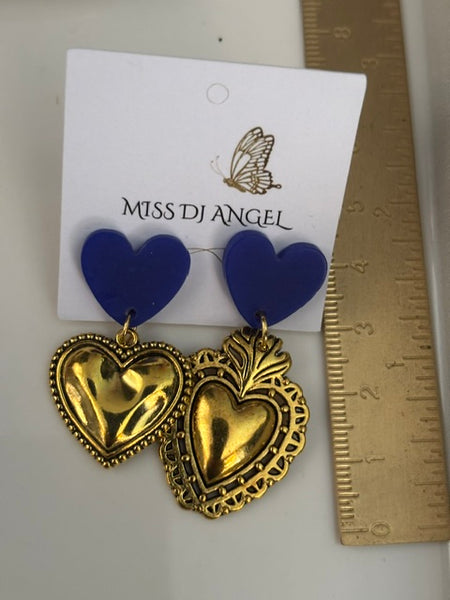 Boucles d'oreilles ex voto, boucles d'oreille coeur sacré, breloque coeur sacré, pendentif ex voto, cadeau religieux cérémonie