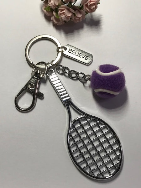 Porte-clés raquette de tennis et balle, cadeau pour joueur de tennis, raquette de tennis kawaii breloque, cadeau pour amateur tennis balle