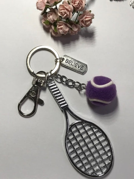 Porte-clés raquette de tennis et balle, cadeau pour joueur de tennis, raquette de tennis kawaii breloque, cadeau pour amateur tennis balle
