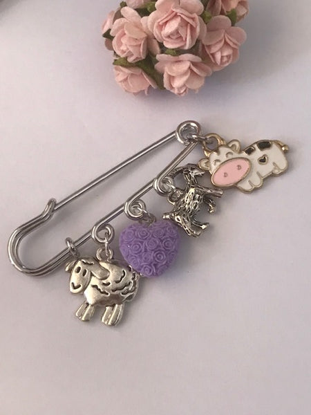 Broche mouton, broche animaux de la ferme, porte-clés mouton chèvre, éleveur de chèvre, cadeau bergère fermière, broche thème ferme vache