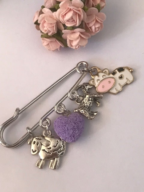 Broche mouton, broche animaux de la ferme, porte-clés mouton chèvre, éleveur de chèvre, cadeau bergère fermière, broche thème ferme vache