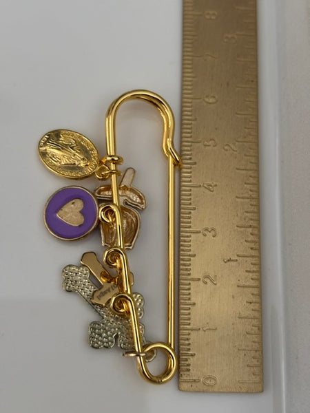 Broche ex voto, broche croix médaille religieuse, cadeau pour maman croix, cadeau pour femme croix, breloque croix violette, pendentif tulipe, collection capsule tulipe