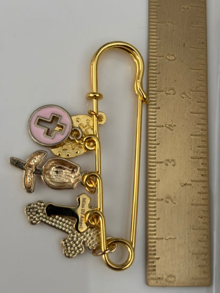 Broche ex voto, broche croix médaille religieuse, cadeau pour maman croix, cadeau pour femme croix, breloque croix rose, pendentif tulipe, collection capsule tulipe