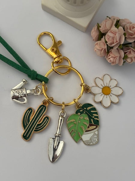 Porte-clés jardinier, porte-clés plante verte cactus, bijou de sac fleuriste, breloque arrosoir, cadeau pour fleuriste