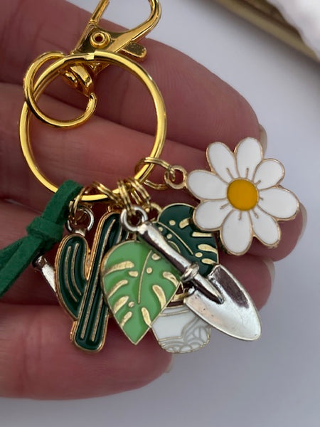 Porte-clés jardinier, porte-clés plante verte cactus, bijou de sac fleuriste, breloque arrosoir, cadeau pour fleuriste