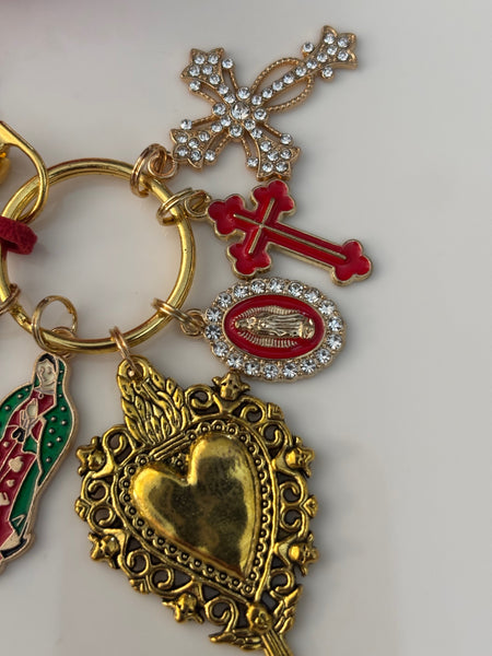 Porte clés ex voto, porte clés croix et médailles religieuses, breloque coeur sacré, pendentifs vierge Marie, cadeau cérémonie religieux