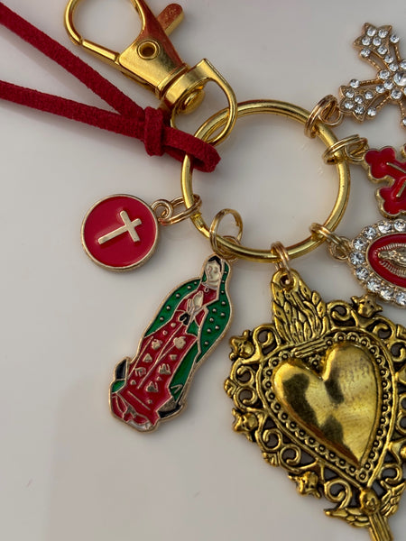 Porte clés ex voto, porte clés croix et médailles religieuses, breloque coeur sacré, pendentifs vierge Marie, cadeau cérémonie religieux
