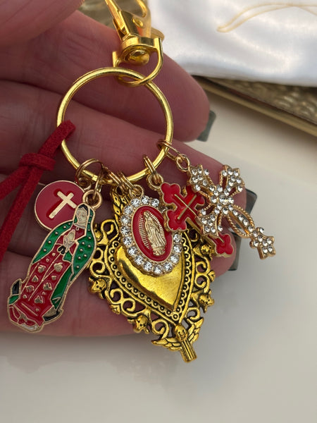 Porte clés ex voto, porte clés croix et médailles religieuses, breloque coeur sacré, pendentifs vierge Marie, cadeau cérémonie religieux