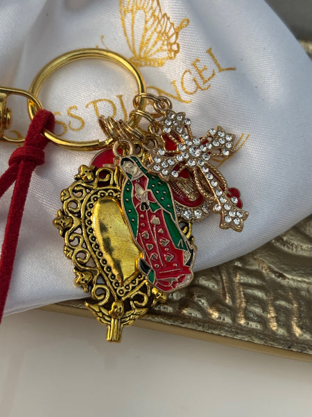 Porte clés ex voto, porte clés croix et médailles religieuses, breloque coeur sacré, pendentifs vierge Marie, cadeau cérémonie religieux