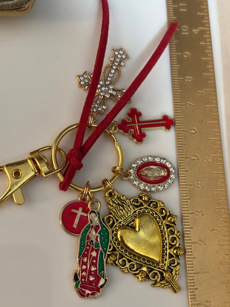 Porte clés ex voto, porte clés croix et médailles religieuses, breloque coeur sacré, pendentifs vierge Marie, cadeau cérémonie religieux