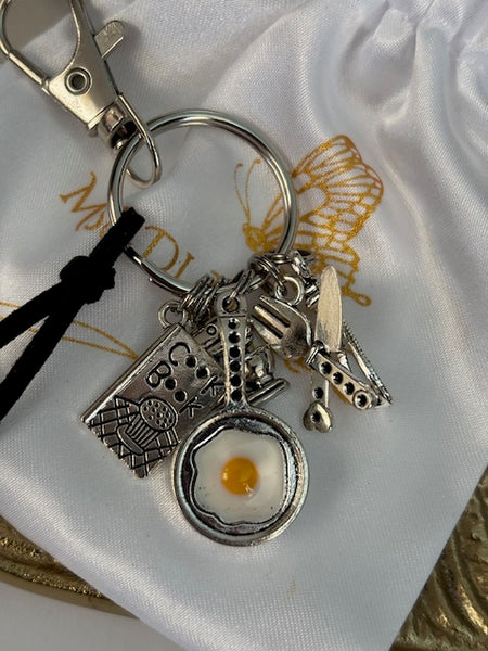 Porte-clés cuisinier, cadeau pour cuisinier chef, breloque robot mixer oeuf cuisine, porte clé chef cuisto