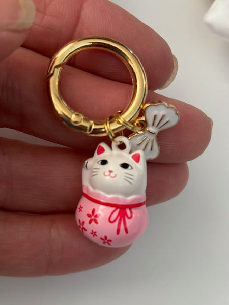 Charms Maneki neko, charms pour sac chat de la chance, cadeau pour femme charms chance, maneki neko charms, breloque chat bonheur à grelot