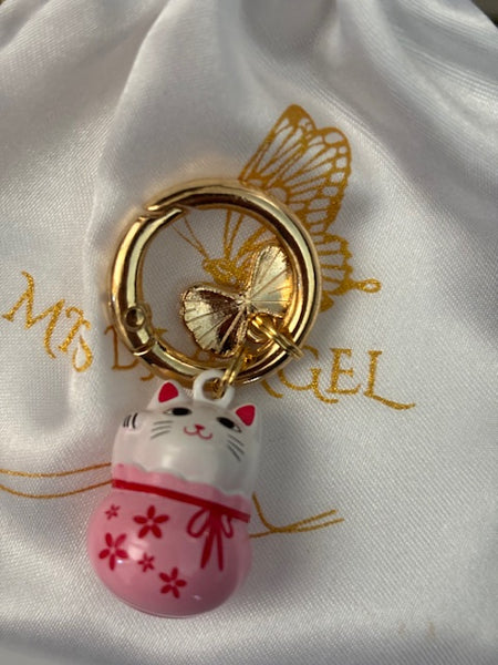 Charms Maneki neko, charms pour sac chat de la chance, cadeau pour femme charms chance, maneki neko charms, breloque chat bonheur à grelot