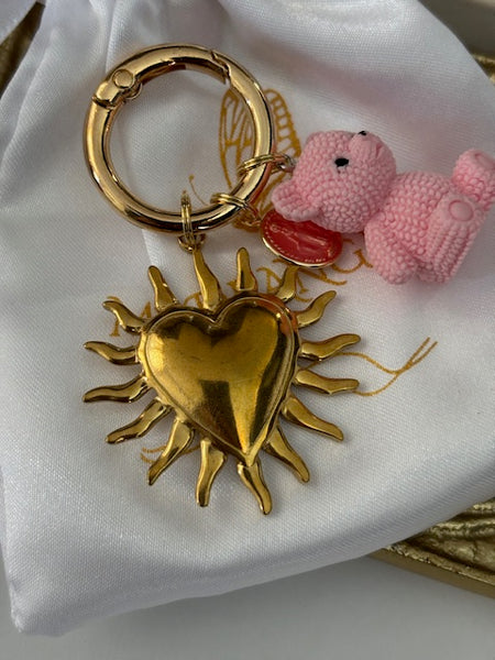 Charms ex voto médaille religieuse, porte clé ourson, cadeau pour maman ourson, cadeau femme cœur ours, breloque médaille religieuse