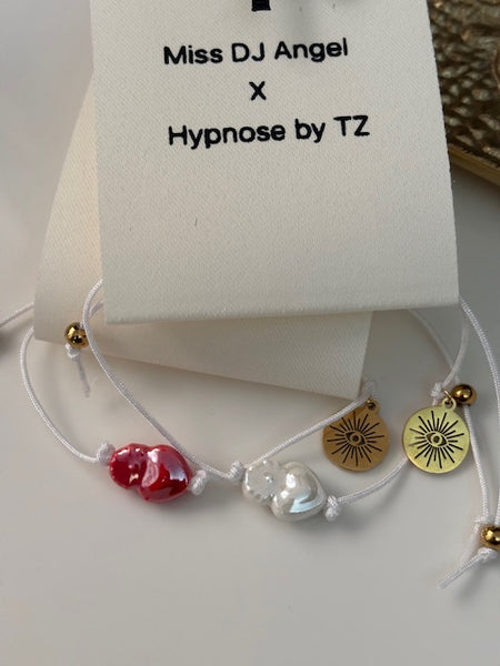 Bracelet d'ancrage hypnose, bracelet outil de développement  breloques ex voto, et porte clé ex voto coeur sacré