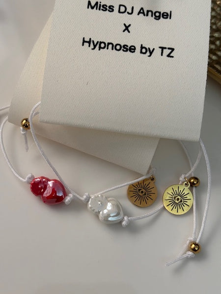 Bracelet d'ancrage hypnose, bracelet outil de développement  breloques ex voto, et porte clé ex voto coeur sacré