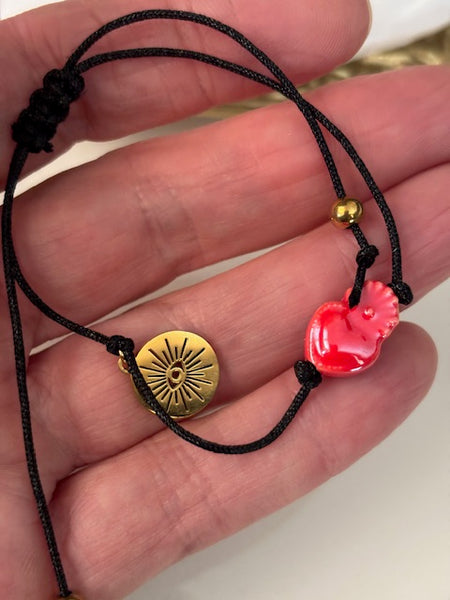 Bracelet d'ancrage hypnose, bracelet outil de développement  breloques ex voto, porte clé coeur sacré et oeil, porte clé porte bonheur
