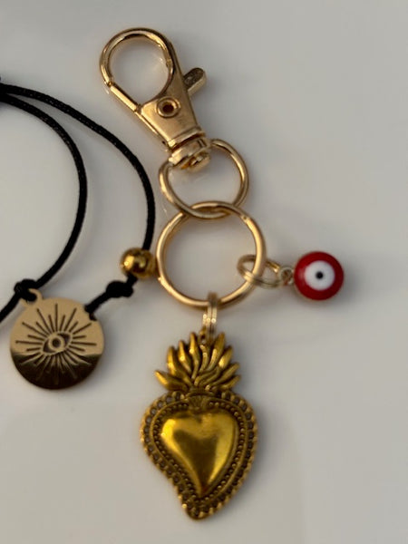 Bracelet d'ancrage hypnose, bracelet outil de développement  breloques ex voto, et porte clé ex voto coeur sacré