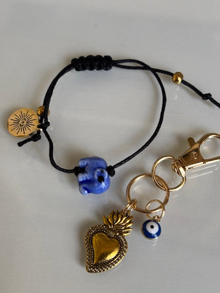 Bracelet d'ancrage hypnose, bracelet outil de développement breloques éléphant, coeur ex voto porte-clés