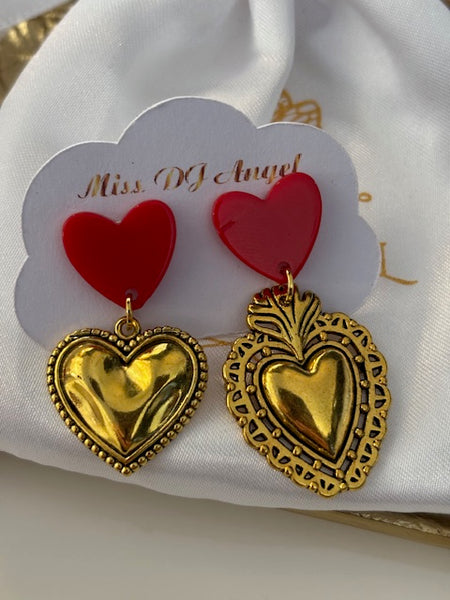 Boucles d'oreilles ex voto, boucles d'oreille coeur sacré, breloque coeur sacré, pendentif ex voto, cadeau religieux cérémonie