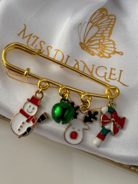 Broche Noël, broche Rudolph le renne, broche breloque de Noël, pendentifs bonhomme de neige canne à sucre, cadeau Noël fait main