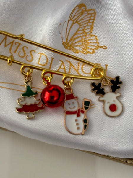 Broche Noël, broche Rudolph le renne, broche breloque de Noël, pendentifs bonhomme de neige sapin grelot, cadeau Noël fait main