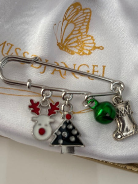 Broche Noël, broche Rudolph le renne, broche breloque de Noël, pendentifs sapin grelot, cadeau Noël fait main bottine