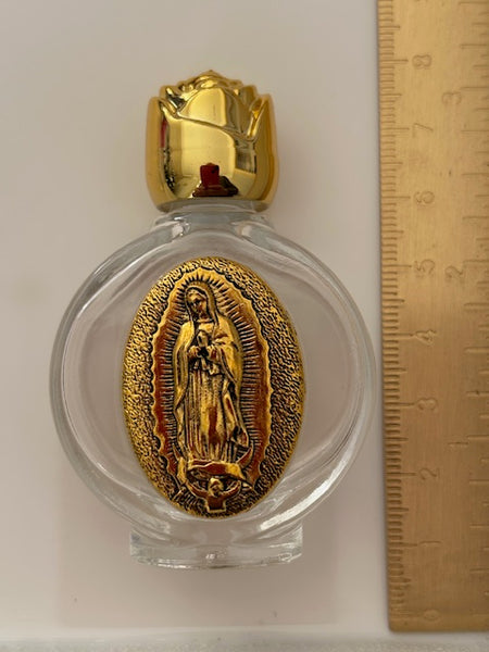 Flacon religieux, flacon verre motif vierge Marie, cadeau pour cérémonie religieuse, flacon à eau bénite.