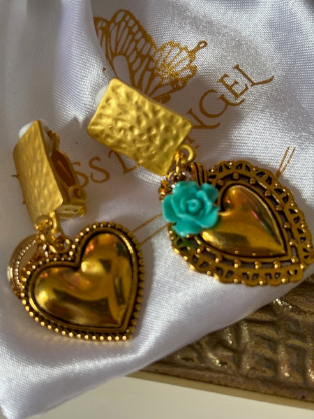 Boucles d'oreilles ex voto, boucles d'oreille coeur sacré, breloque coeur sacré, pendentif ex voto, cadeau religieux cérémonie.