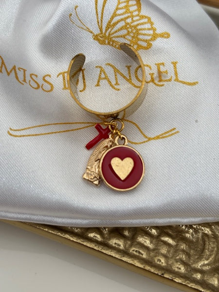 Bague ex voto, bague croix et médaille, cadeau pour cérémonie, bague religieuse, anneau ex voto croix, médaille religieuse sur anneau.