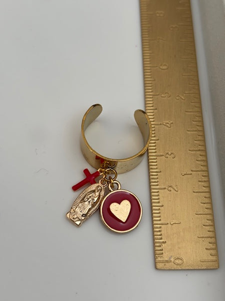 Bague ex voto, bague croix et médaille, cadeau pour cérémonie, bague religieuse, anneau ex voto croix, médaille religieuse sur anneau.