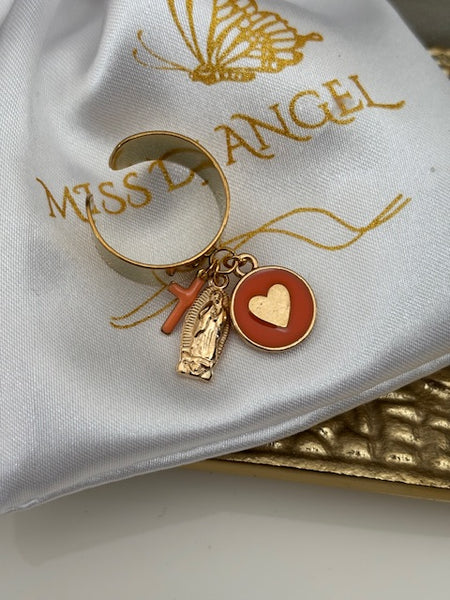 Bague ex voto, bague croix et médaille, cadeau pour cérémonie, bague religieuse, anneau ex voto croix, médaille religieuse sur anneau.