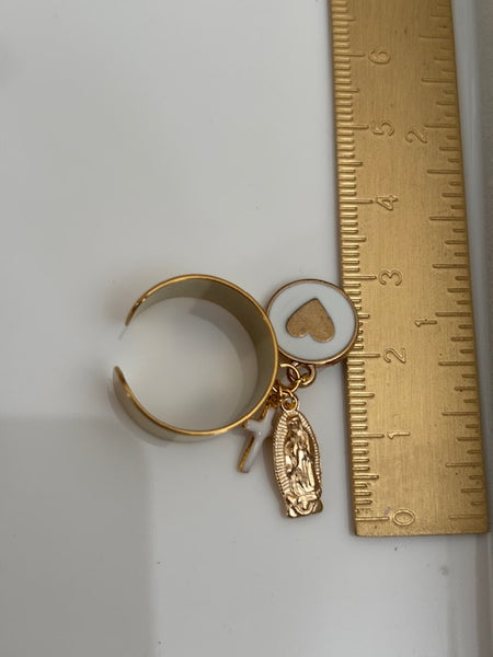 Bague ex voto, bague croix et médaille, cadeau pour cérémonie, bague religieuse, anneau ex voto croix, médaille religieuse sur anneau.