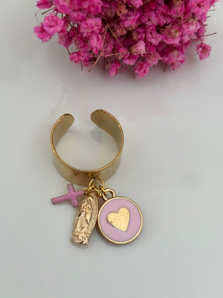 Bague ex voto, bague croix et médaille, cadeau pour cérémonie, bague religieuse, anneau ex voto croix, médaille religieuse sur anneau.