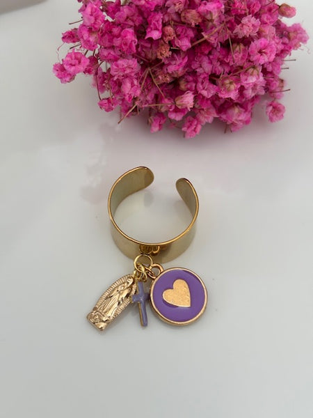 Bague ex voto, bague croix et médaille, cadeau pour cérémonie, bague religieuse, anneau ex voto croix, médaille religieuse sur anneau.