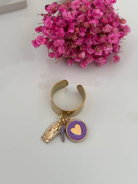 Bague ex voto, bague croix et médaille, cadeau pour cérémonie, bague religieuse, anneau ex voto croix, médaille religieuse sur anneau.